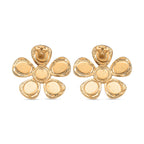 Enamel Earring with Push Back in Yellow Gold Plated