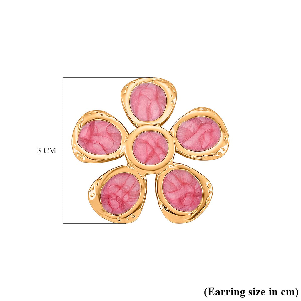 Enamel Earring with Push Back in Yellow Gold Plated