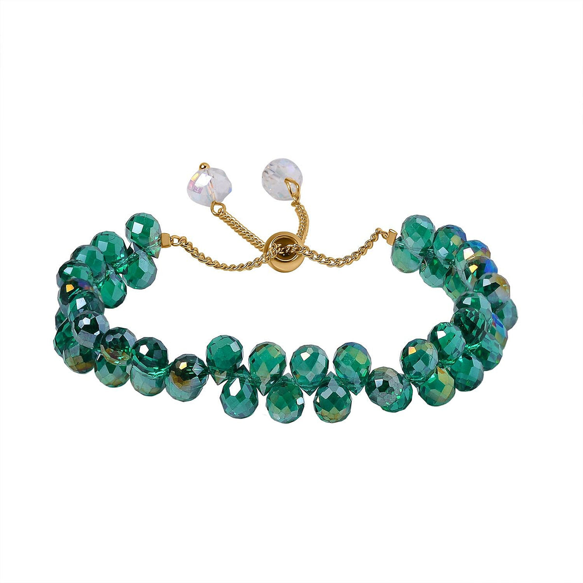 Fancy Faceted Crystal Bolo Bracelet- Green 7651689 0