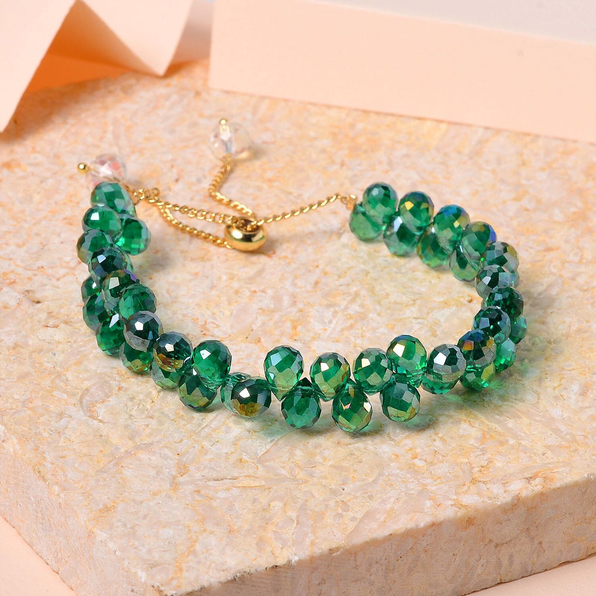 Fancy Faceted Crystal Bolo Bracelet- Green 7651689 2