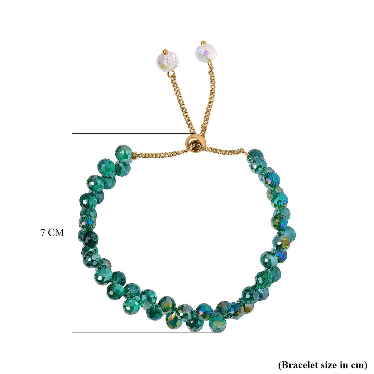 Fancy Faceted Crystal Bolo Bracelet- Green 7651689 5