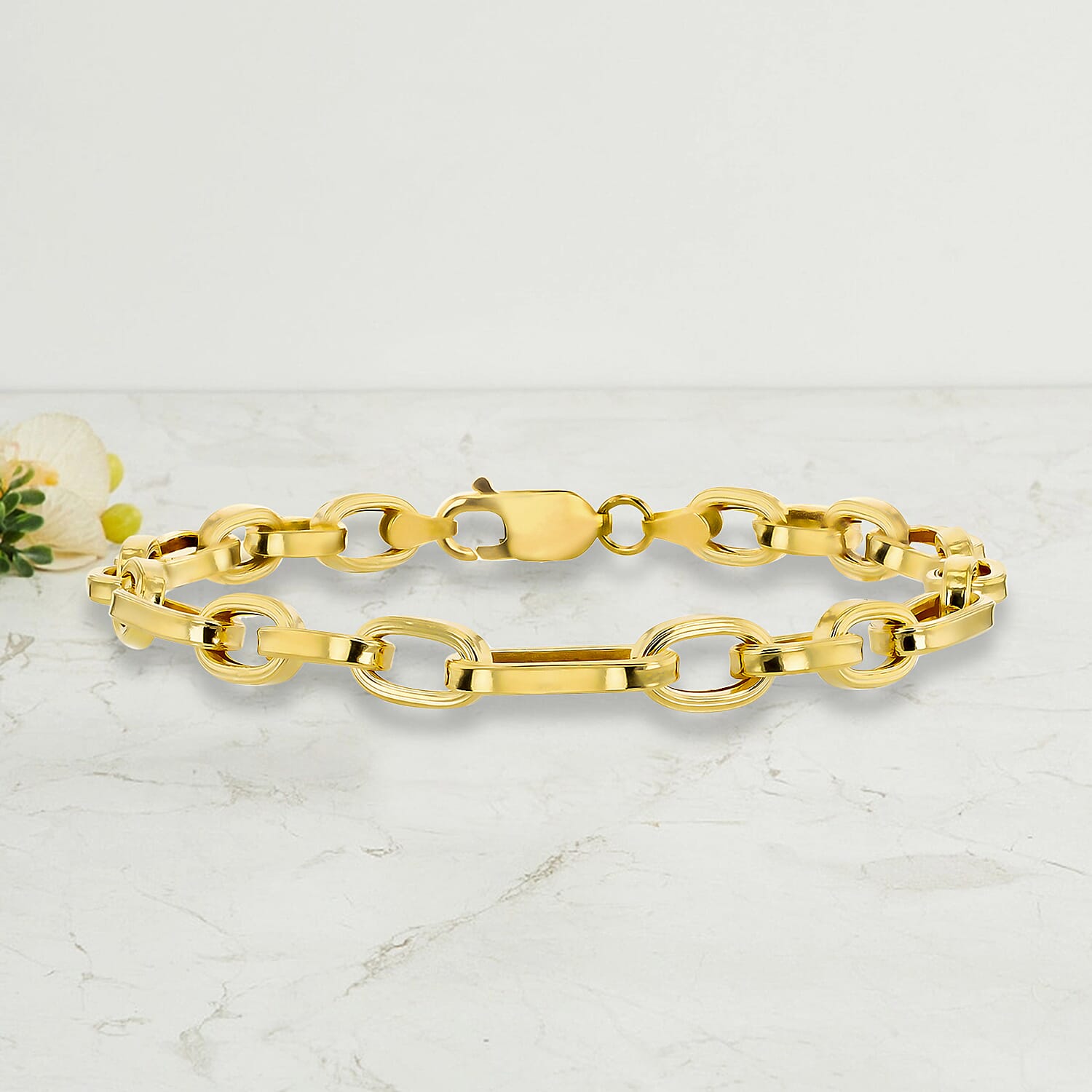 Fancy Figaro Bracelet in 9K Yellow Gold 7.5 Inch 7567355 1