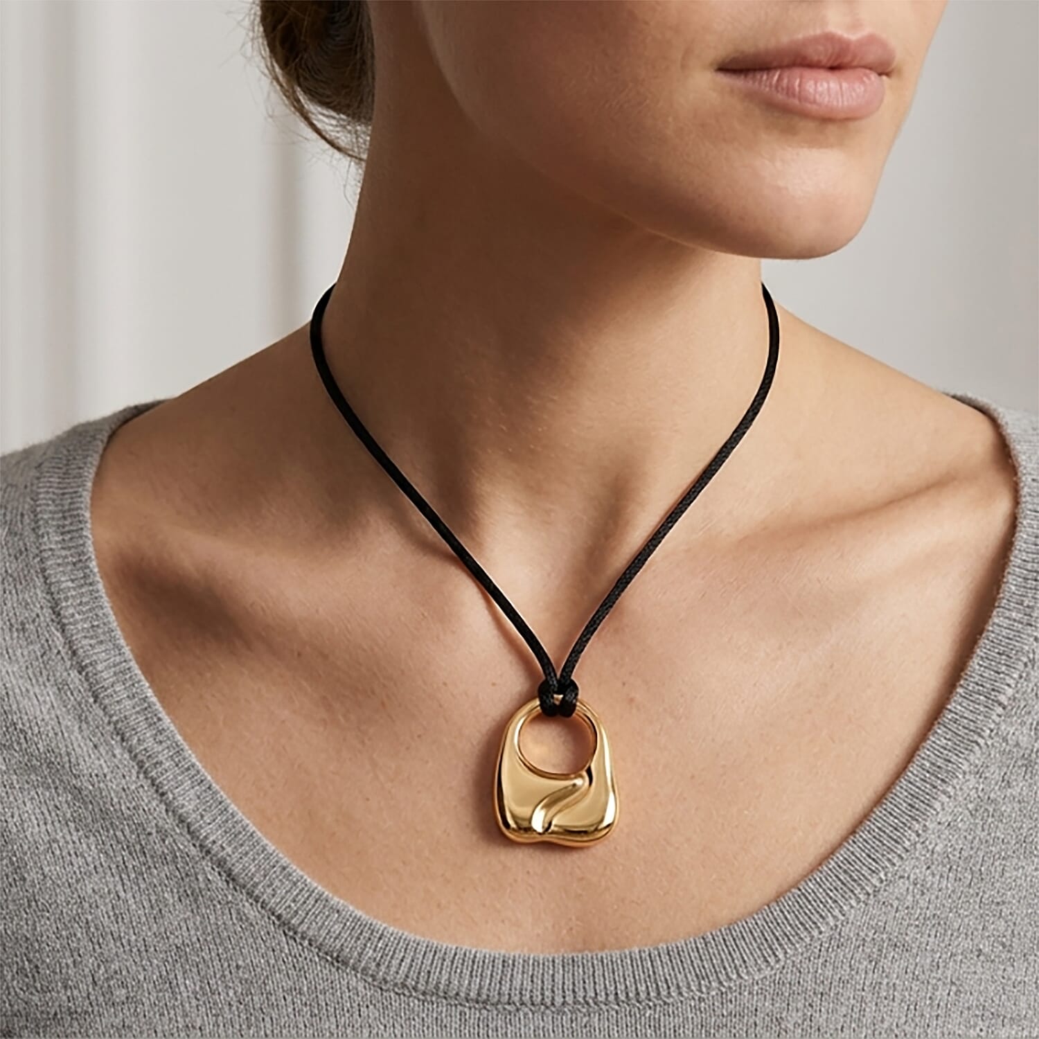 Abstract Form Adjustable Necklace (Size 28-32) in Yellow Gold Tone V32512534 2