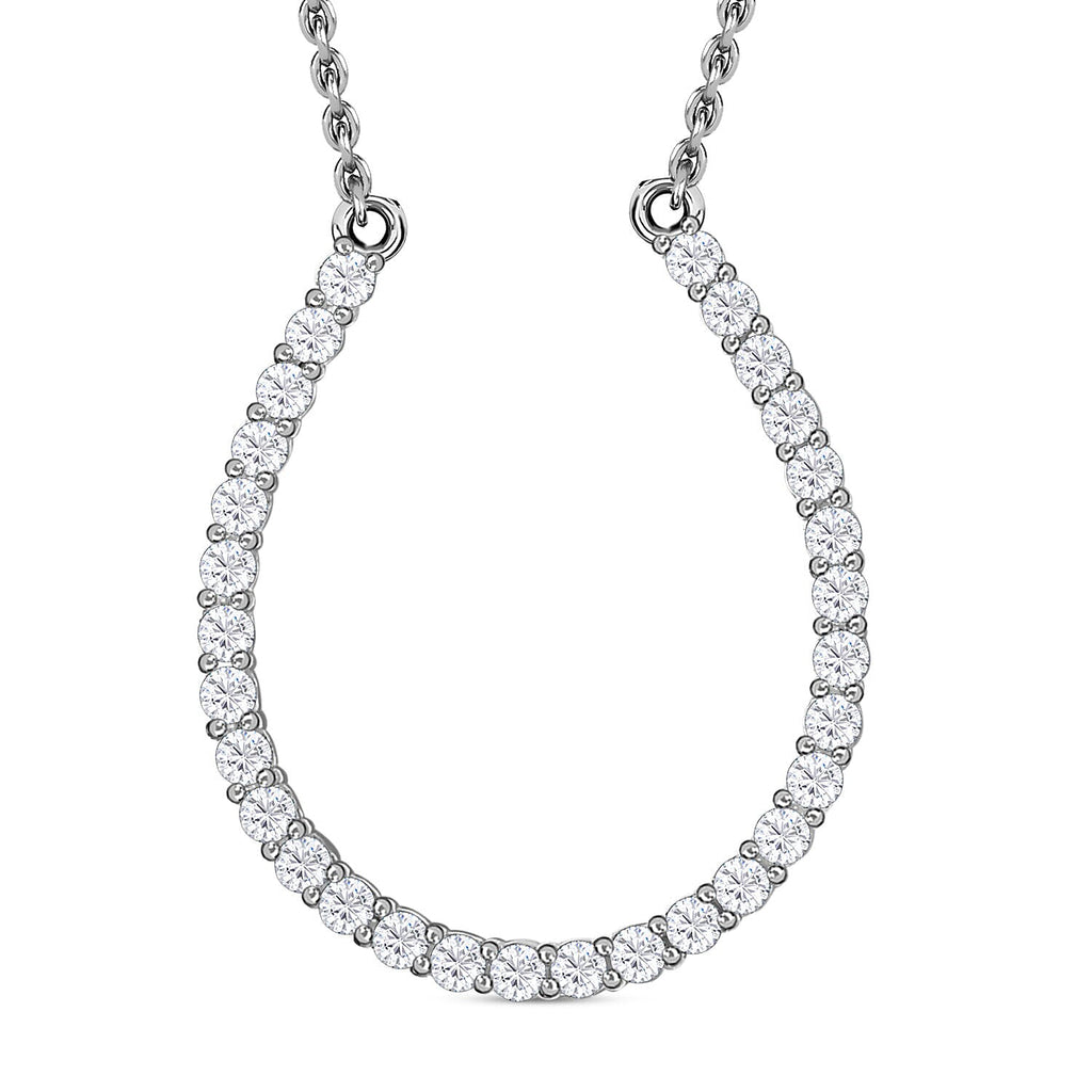 CZ Sterling Silver Horseshoe Necklace (Size 18) 1.89 Ct