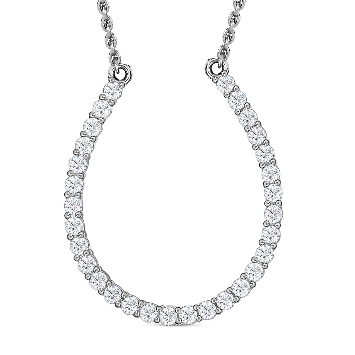 CZ Sterling Silver Horseshoe Necklace (Size 18) 1.89 Ct 7263175 0