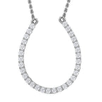 CZ Sterling Silver Horseshoe Necklace (Size 18) 1.89 Ct