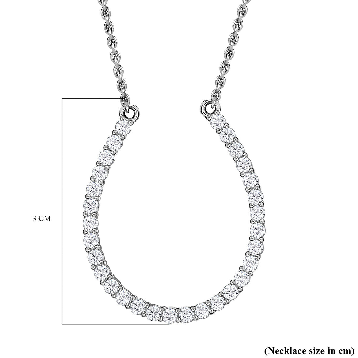 CZ Sterling Silver Horseshoe Necklace (Size 18) 1.89 Ct 7263175 6