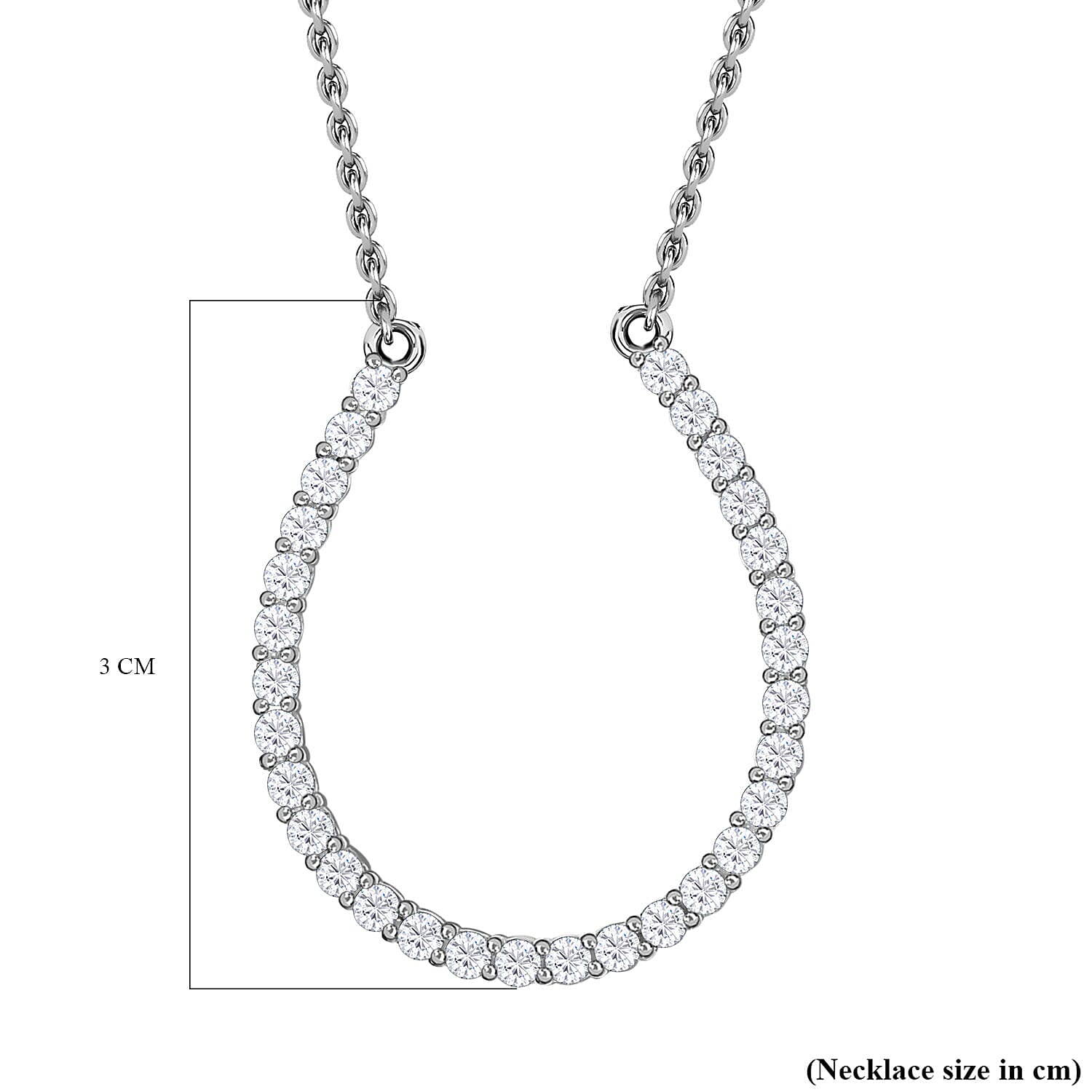 CZ Sterling Silver Horseshoe Necklace (Size 18) 1.89 Ct 7263175 6