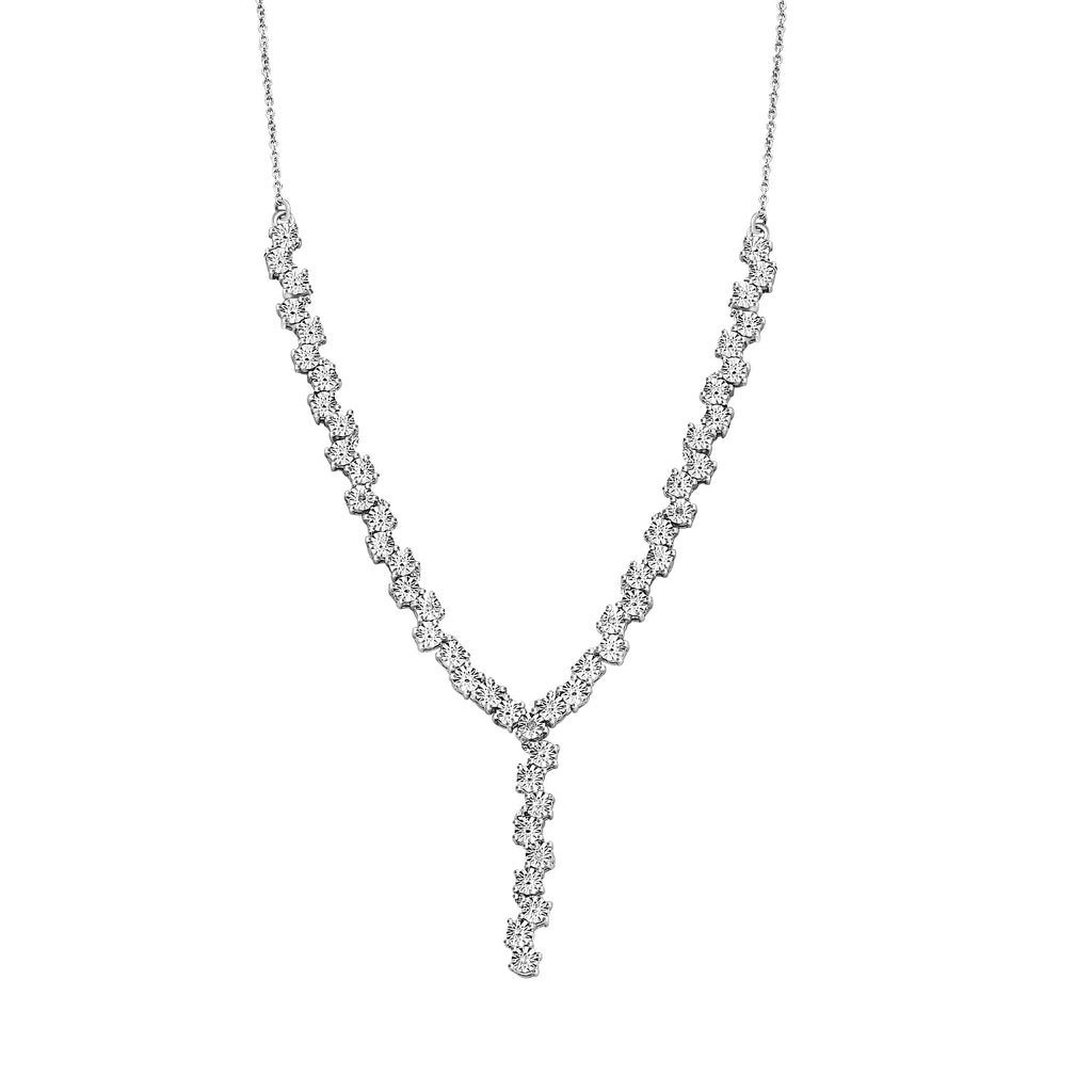 Designer Inspired Natural Diamond Necklace (Size - 18) with Lobster Clasp in White