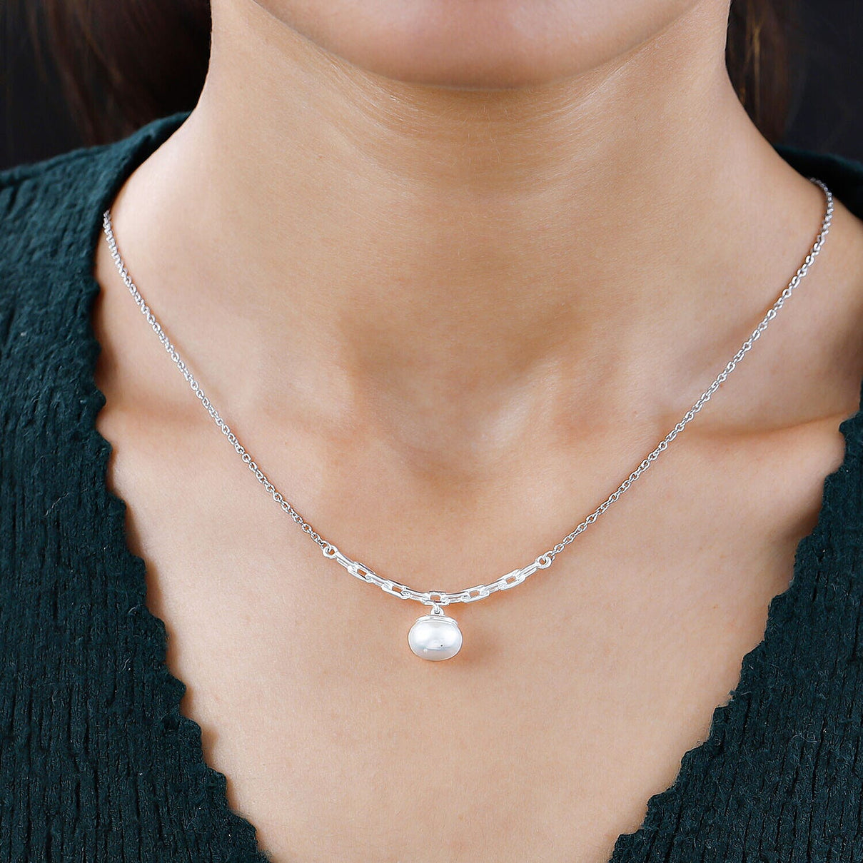 Fresh Water Pearl Necklace in Sterling Silver (Size - 20) 7271288 2