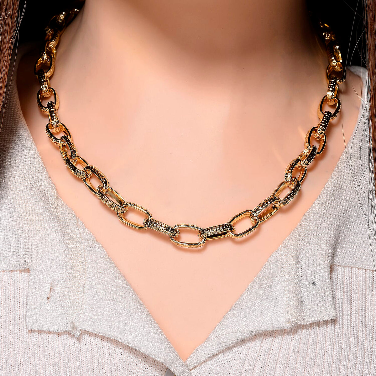 Chunky Paperclip Necklace (Size - 20 - 2 Inch Ext) in Yellow Gold Plated 8282943 6