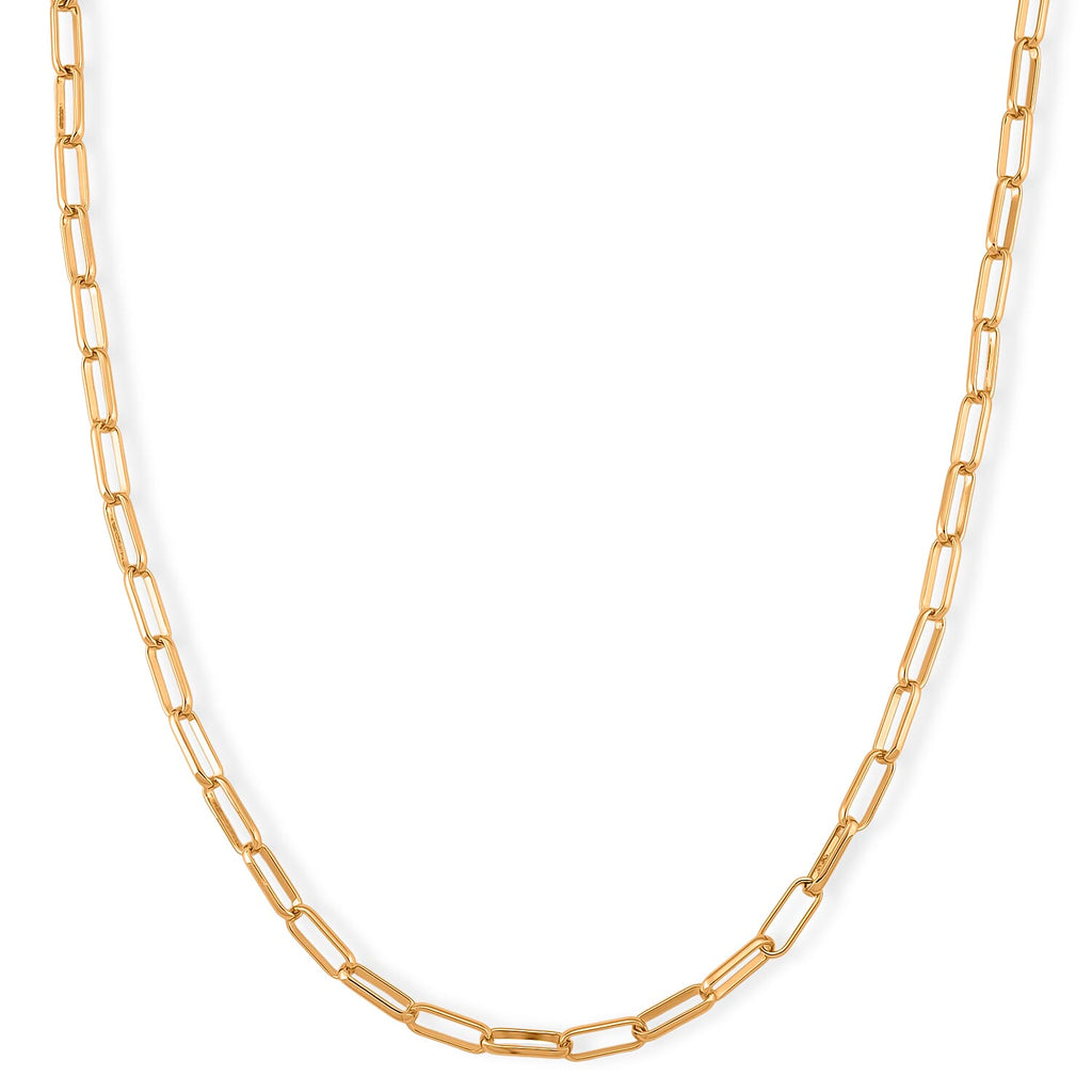Paperclip Chain Necklace (Size - 20 - 2 inch Ext.) in Gold Colour Plating