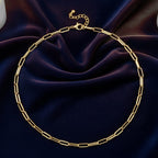 Paperclip Chain Necklace (Size - 20 - 2 inch Ext.) in Gold Colour Plating