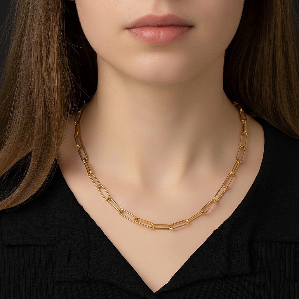 Paperclip Chain Necklace (Size - 20 - 2 inch Ext.) in Gold Colour Plating 8350650 3