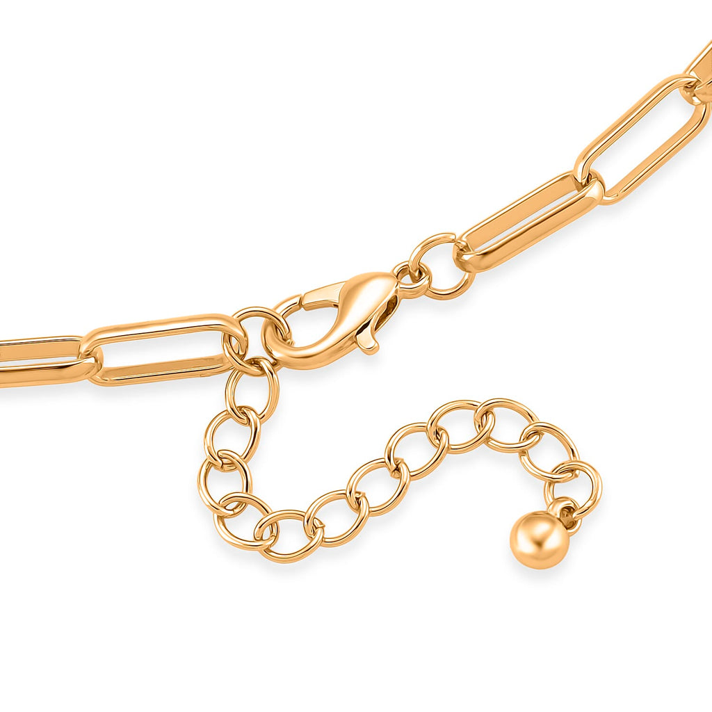 Paperclip Chain Necklace (Size - 20 - 2 inch Ext.) in Gold Colour Plating