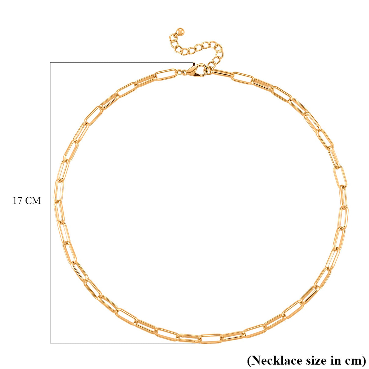 Paperclip Chain Necklace (Size - 20 - 2 inch Ext.) in Gold Colour Plating 8350650 6