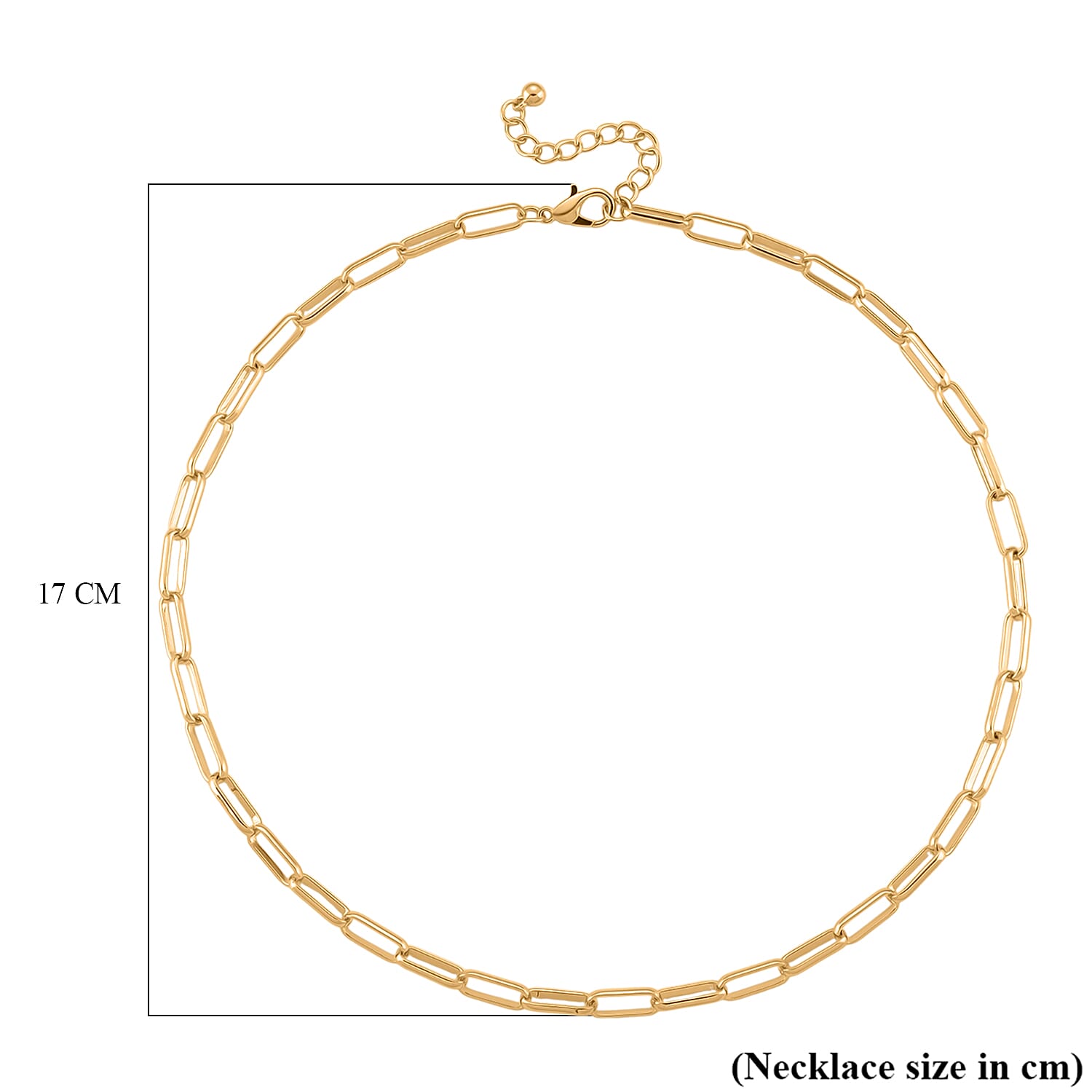 Paperclip Chain Necklace (Size - 20 - 2 inch Ext.) in Gold Colour Plating 8350650 6