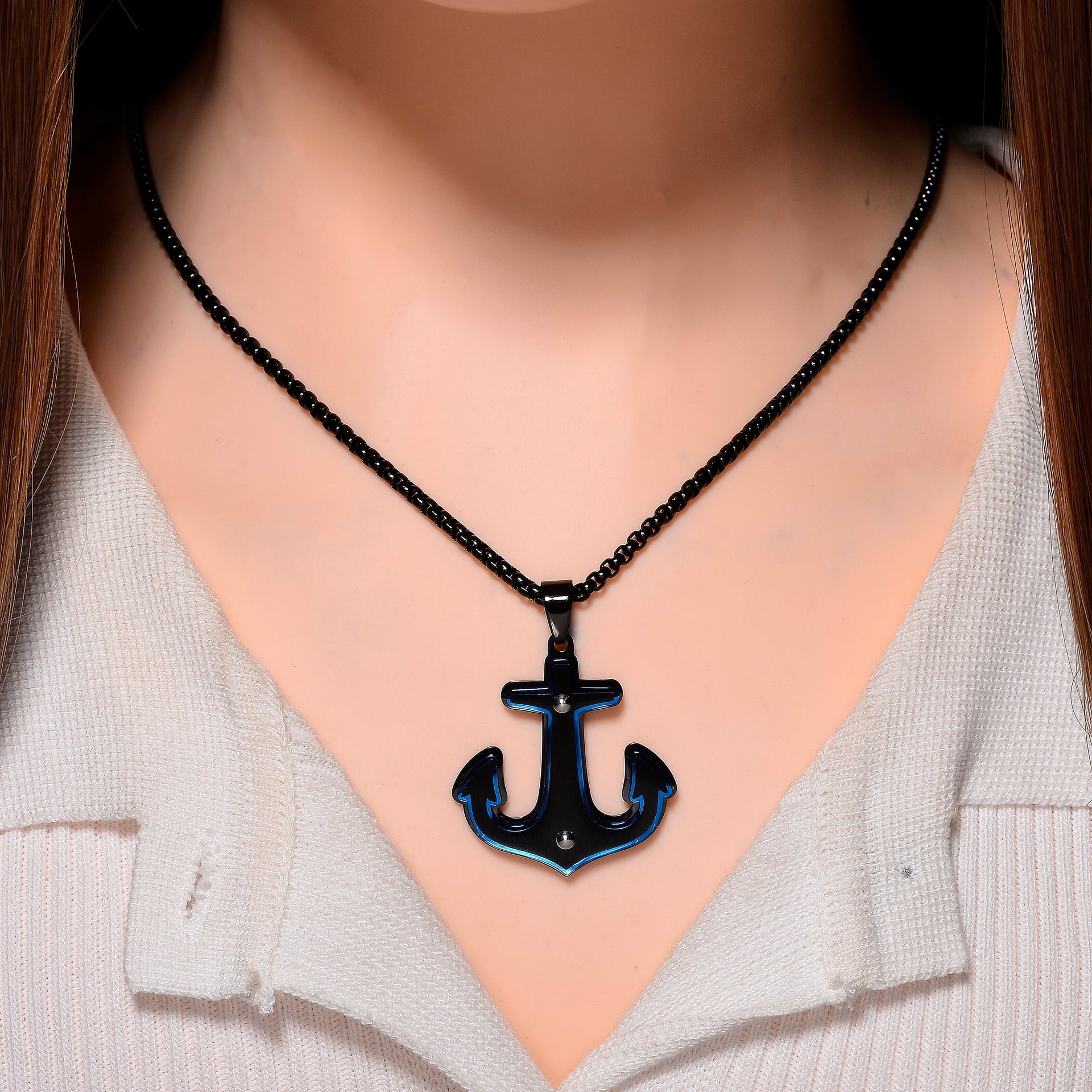 Anchor Necklace (Size - 24 - 2 Ext) in Black Colour 8249978 2