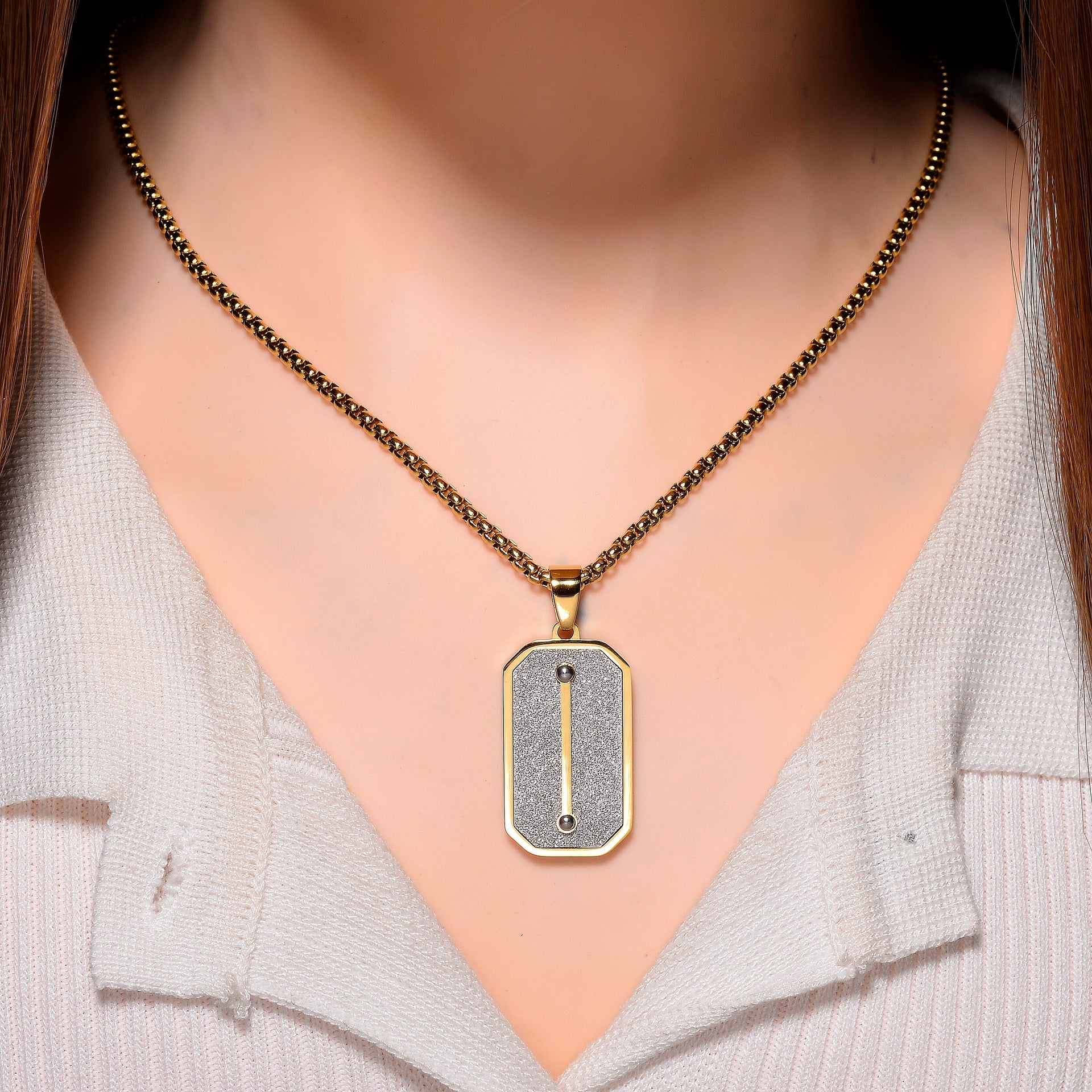 Pendant with Chain (Size - 24 - 2 Ext) in Dual Colour Tone 8250054 2