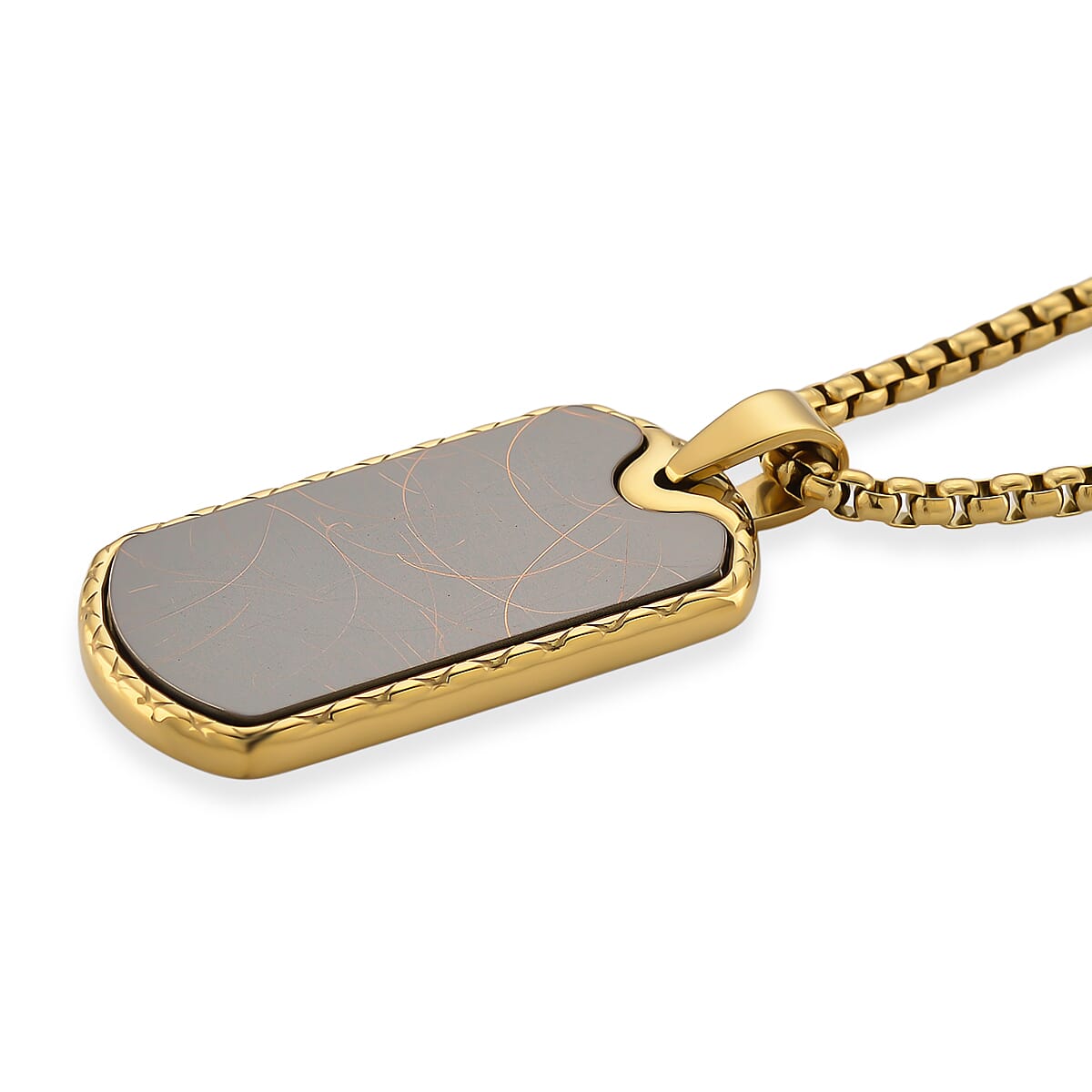 Spirograph Dog Tag Pendant with Box Necklace (Size - 24 - 2 Ext) in Yellow Gold Plated 8250066 5