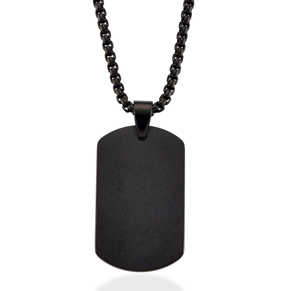 Spirograph Dog Tag Pendant with Box Necklace (Size - 24 - 2 Ext) in Black Plating
