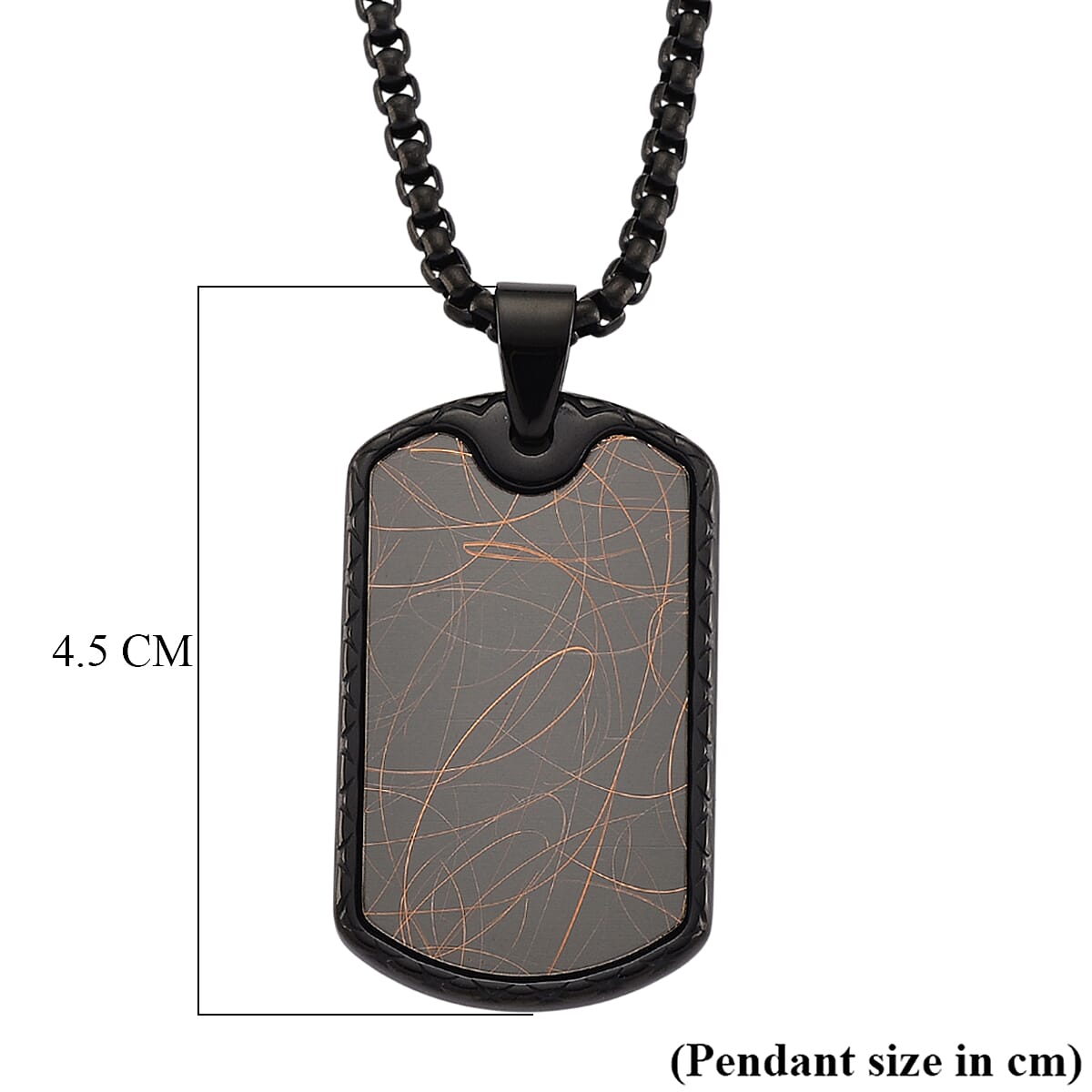 Spirograph Dog Tag Pendant with Box Necklace (Size - 24 - 2 Ext) in Black Plating 8250069 6