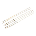 Set of 3 shiny Crystal Beaded Eyeglass Chains with 20pcs Rubber Rings - Brown & Silver