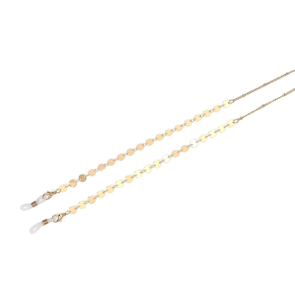 Set of 3 shiny Crystal Beaded Eyeglass Chains with 20pcs Rubber Rings - Brown & Silver