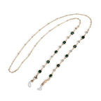 Set of 3 shiny Crystal Beaded Eyeglass Chains with 20pcs Rubber Rings - Brown & Silver