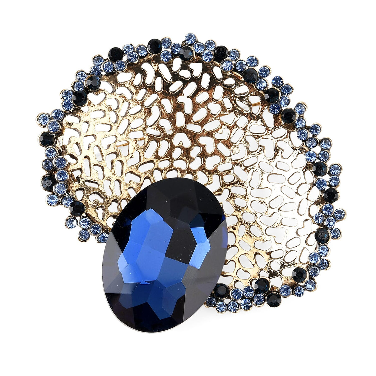 Set of 2 Vintage-Inspired Sparkling Stone Brooches - Blue 8414522 6