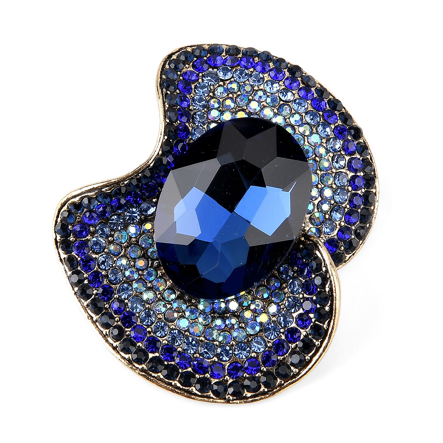 Set of 2 Vintage-Inspired Sparkling Stone Brooches - Blue 8414522 7