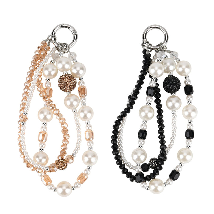 Set of 2 Stylish Beaded Phone Charms Chain - Gold &amp; Black 8414407 1