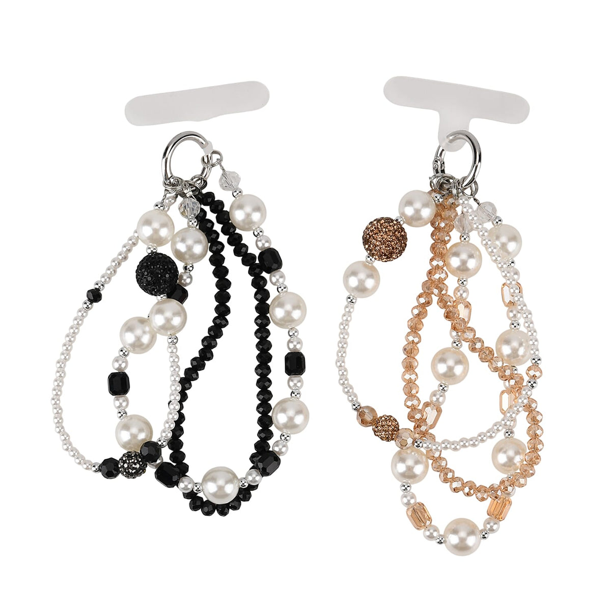 Set of 2 Stylish Beaded Phone Charms Chain - Gold &amp; Black V32516632 4