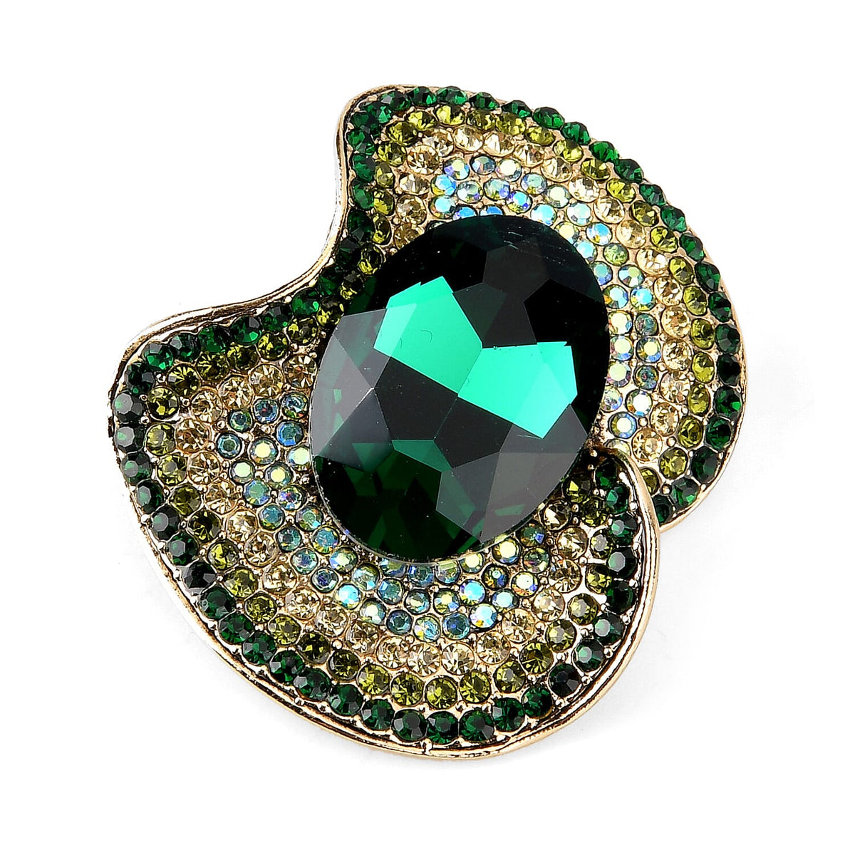 Set of 2 Vintage-Inspired Sparkling Stone Brooches - Green V32521481 7