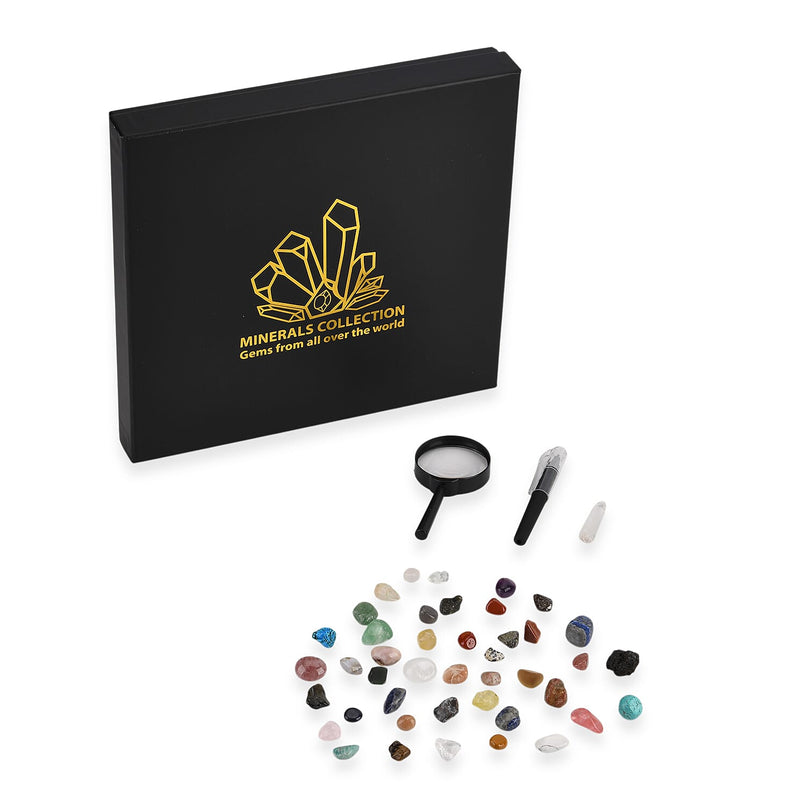 COLLECTOR'S EDITION - The Mineral Collection - 45 in 1 Comprehensive Set with Magnifying Glass