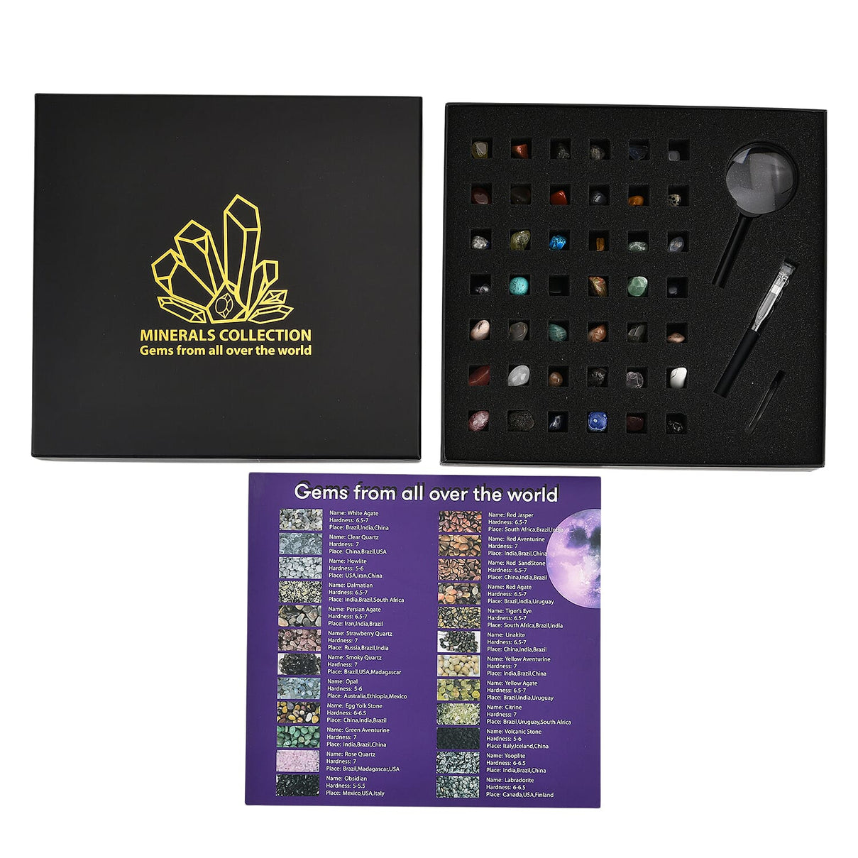 COLLECTOR'S EDITION - The Mineral Collection - 45 in 1 Comprehensive Set with Magnifying Glass V32517925 2