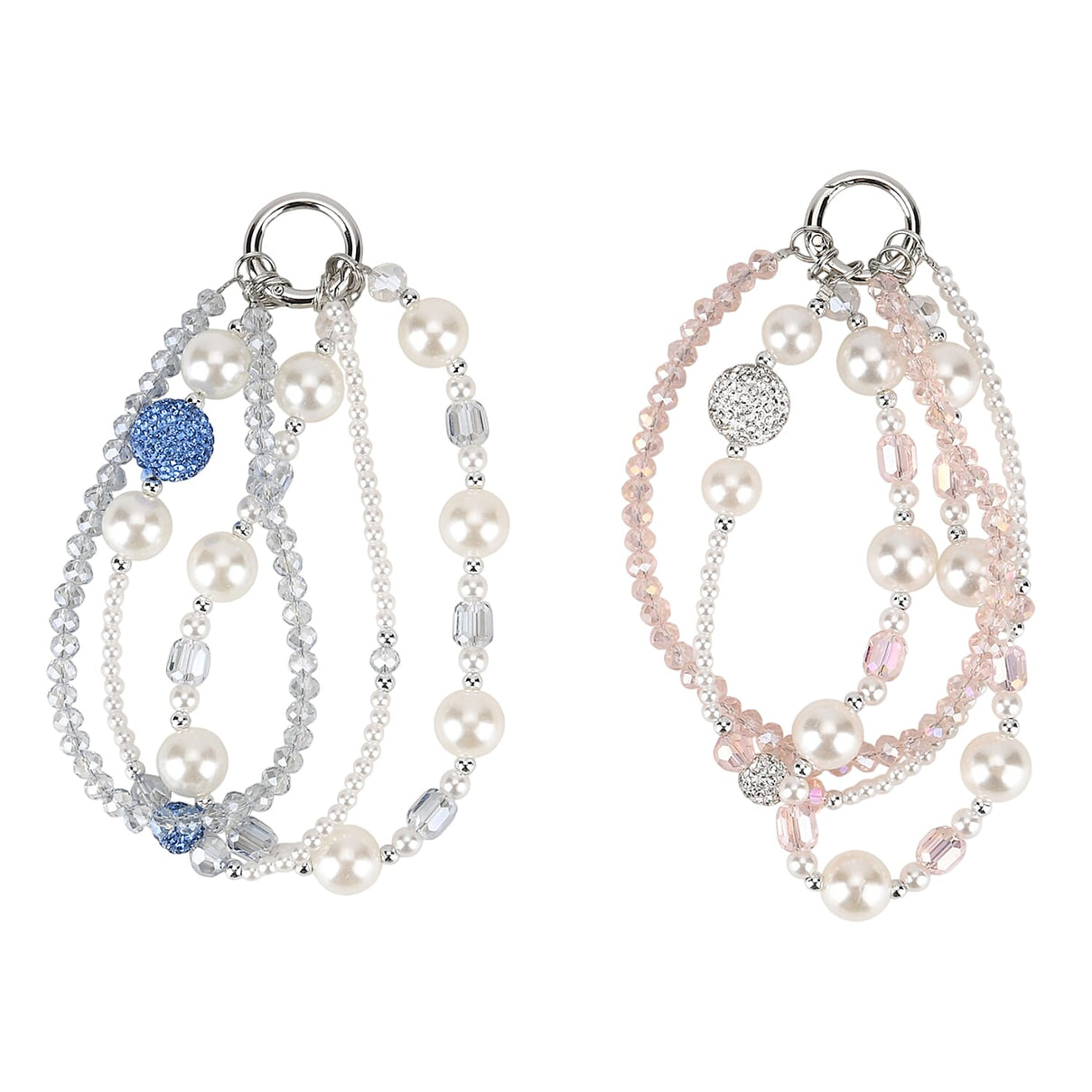 Set of 2 Stylish Beaded Phone Charms Chain - Pink &amp; Blue V32516488 0