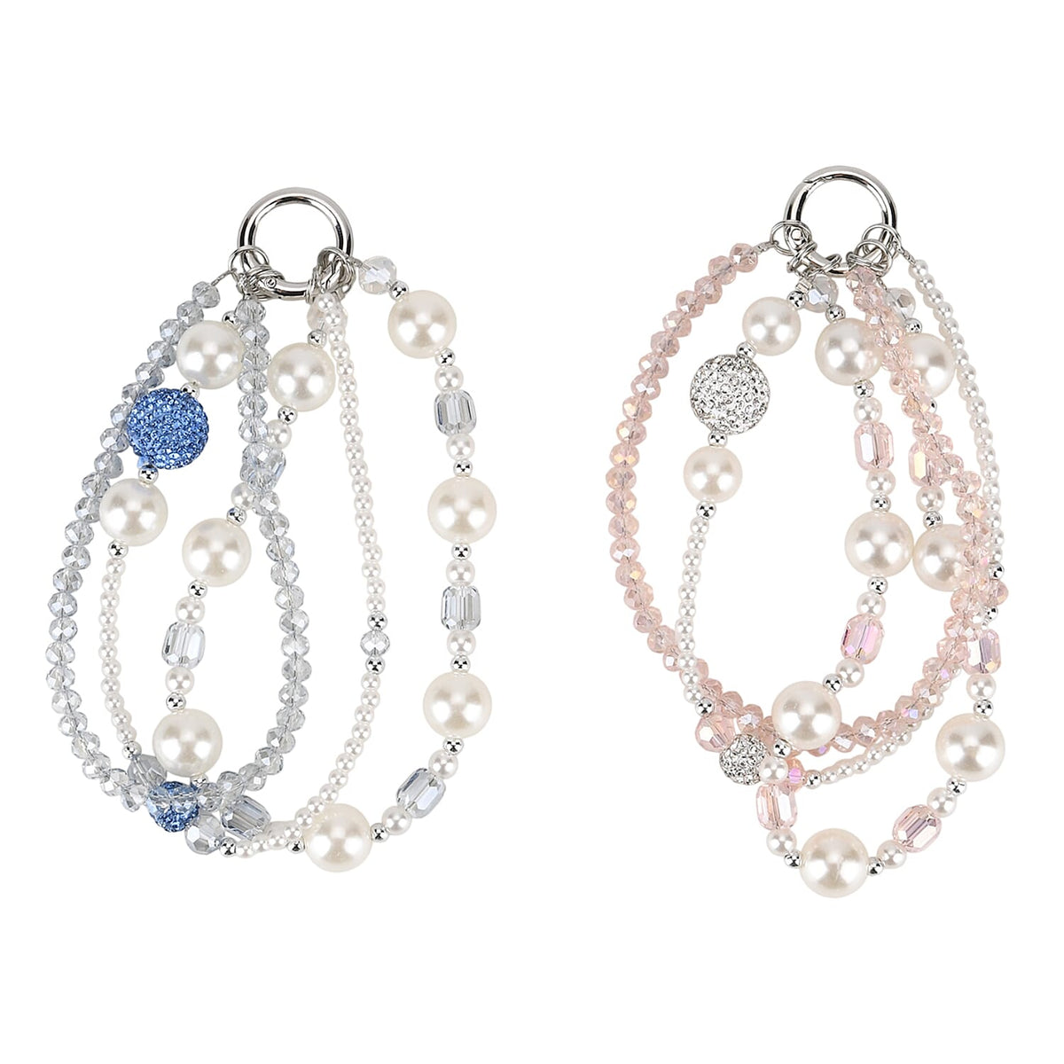 Set of 2 Stylish Beaded Phone Charms Chain - Pink &amp; Blue V32516488 0