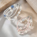 Set of 2 Stylish Beaded Phone Charms Chain - Pink & Blue
