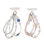 Set of 2 Stylish Beaded Phone Charms Chain - Pink & Blue