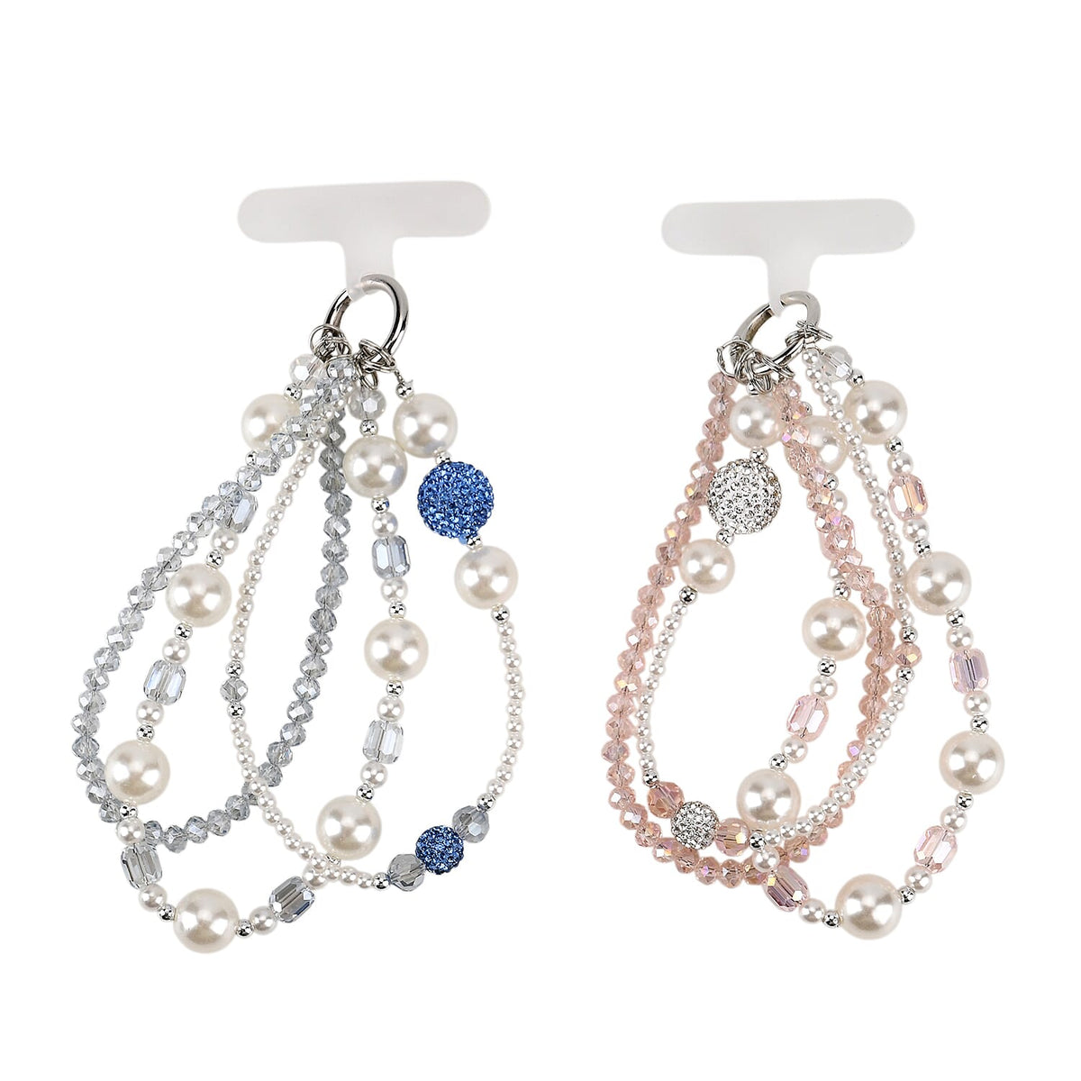 Set of 2 Stylish Beaded Phone Charms Chain - Pink &amp; Blue V32516488 4