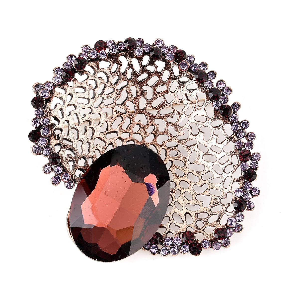 Set of 2 Vintage-Inspired Sparkling Stone Brooches - Purple V32529343 6