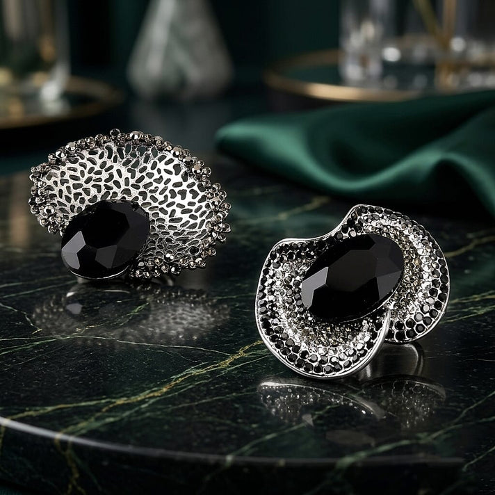 Set of 2 Vintage-Inspired Sparkling Stone Brooches - Silver 8414521 2
