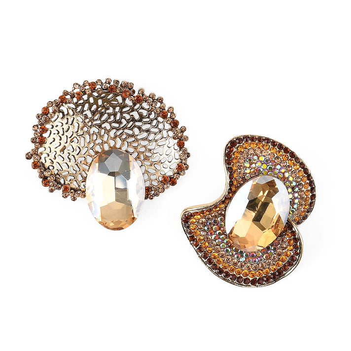 Set of 2 Vintage-Inspired Sparkling Stone Brooches - Yellow 8414519 1