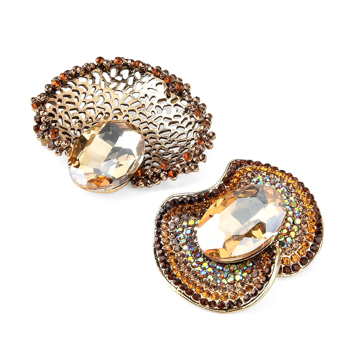 Set of 2 Vintage-Inspired Sparkling Stone Brooches - Yellow V32521733 5