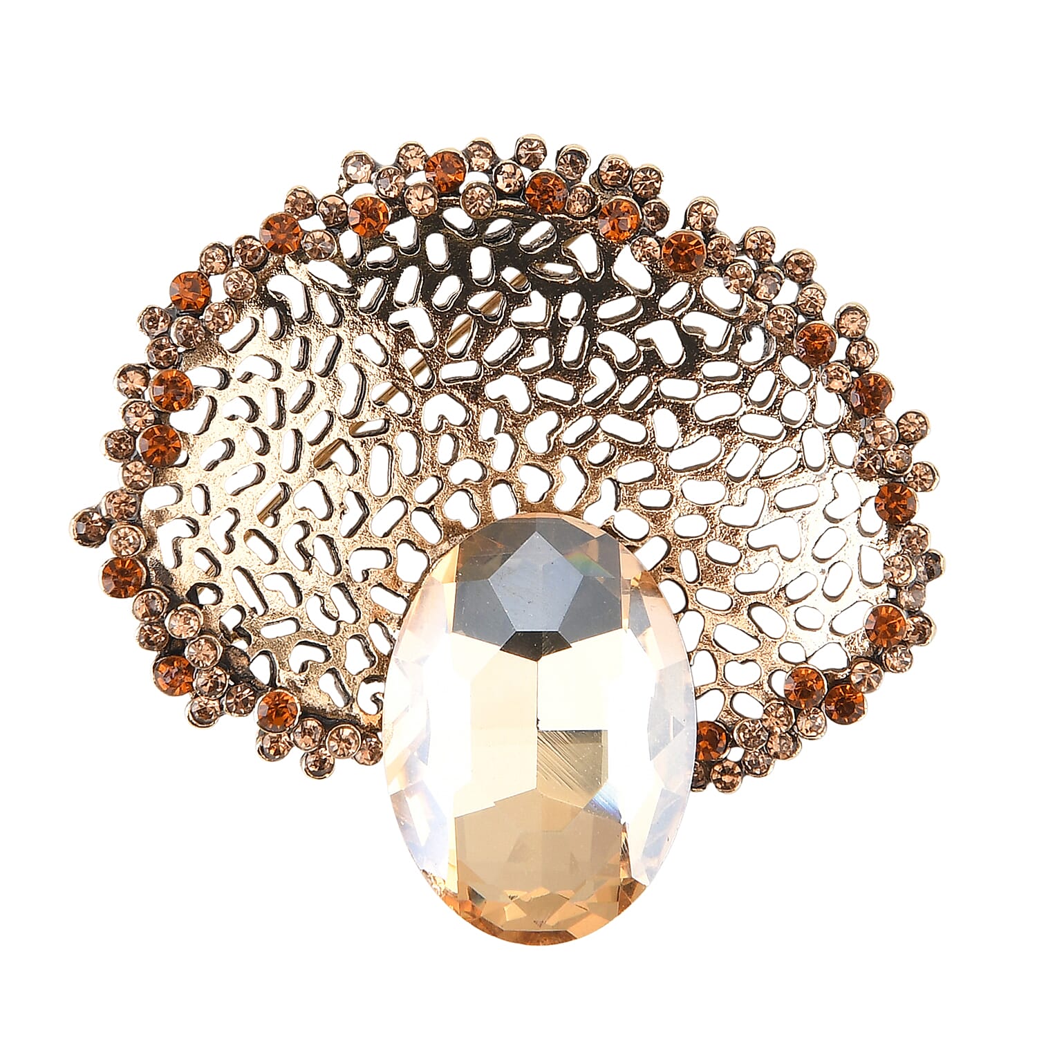 Set of 2 Vintage-Inspired Sparkling Stone Brooches - Yellow V32521733 6