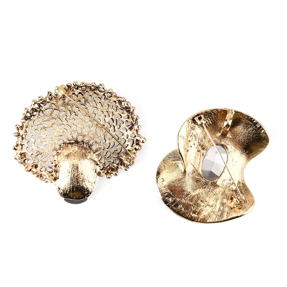 Set of 2 Vintage-Inspired Sparkling Stone Brooches - Yellow V32521733 8