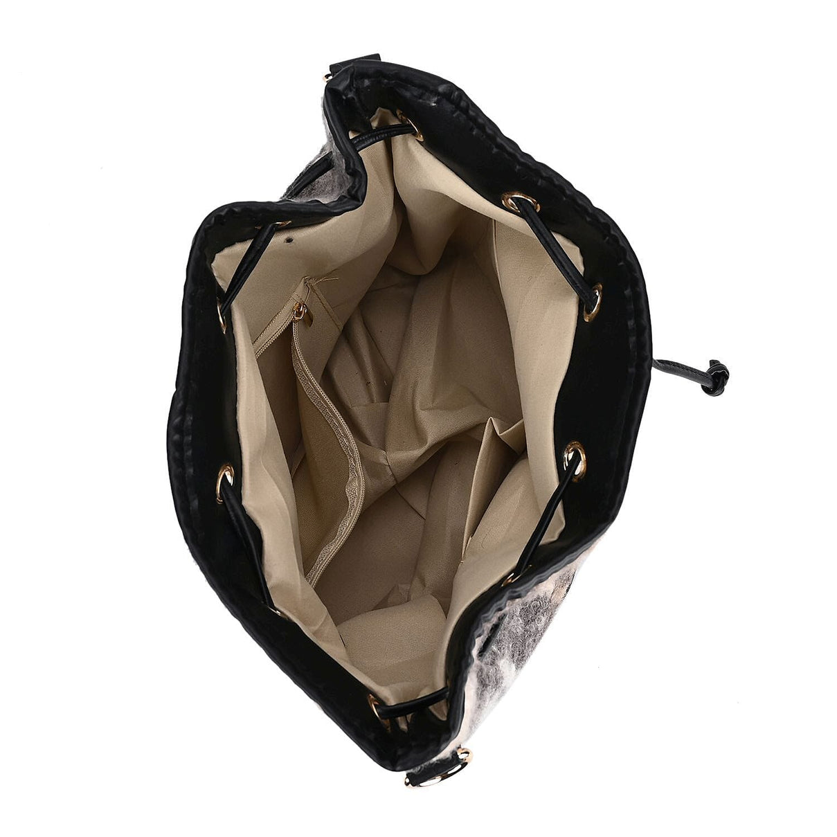Crossbody Checkered Bucket Bag (Size 22x18x25 cm) - Black &amp; Beige 7849616 5