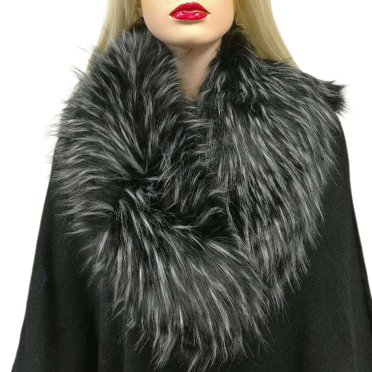 Faux Fur Collar Scarf with Clip - Black 8296682 0