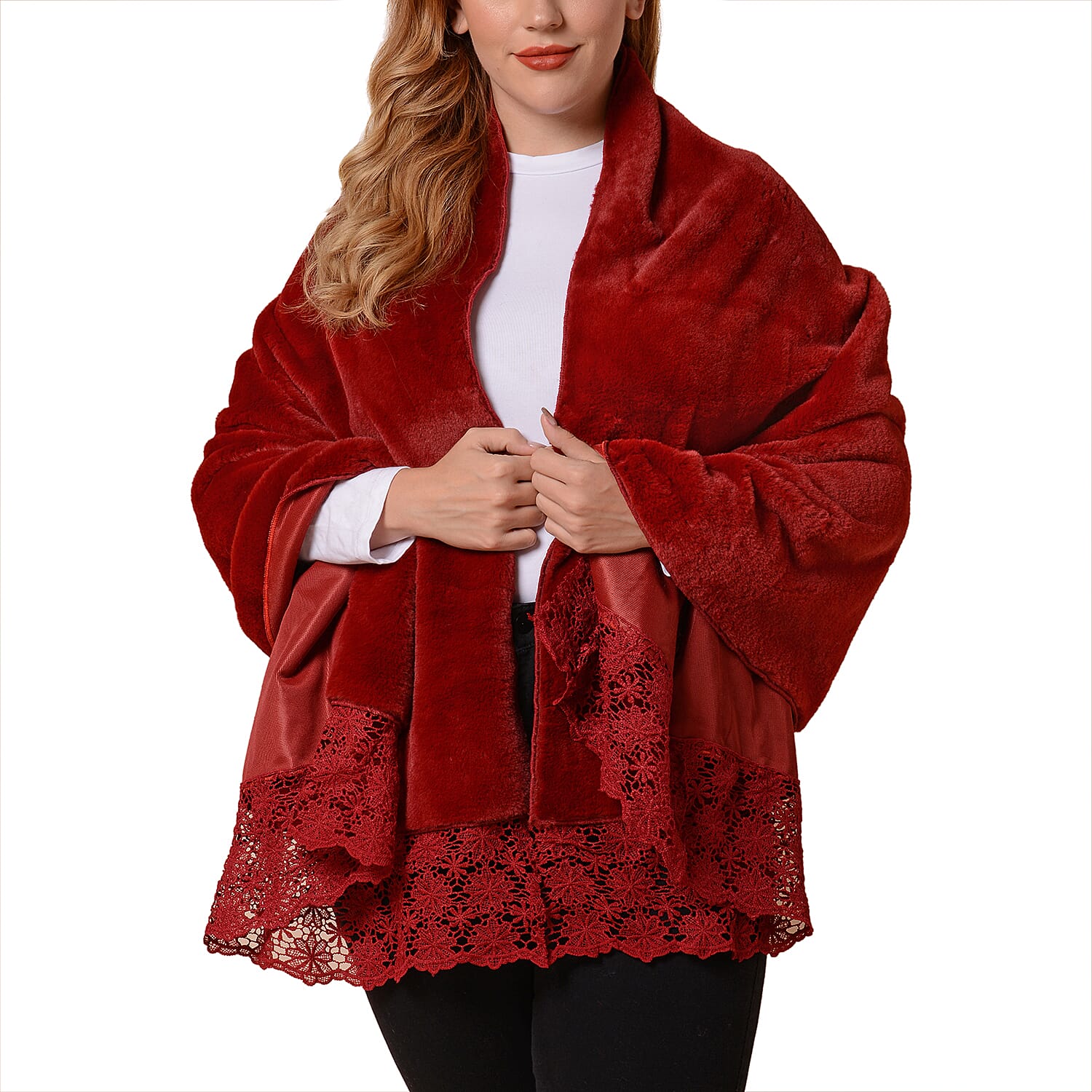 Faux Fur Hooded Cross-Over Scarf 3651160 0
